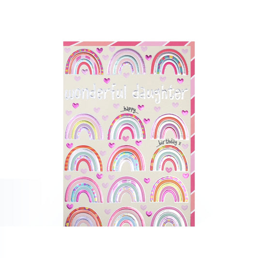 Wonderful daughter, rainbow birthday card