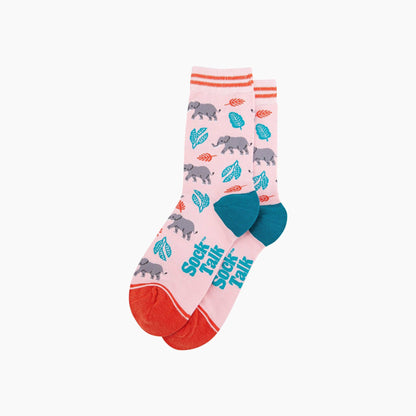 Elephants Bamboo Socks in Pink