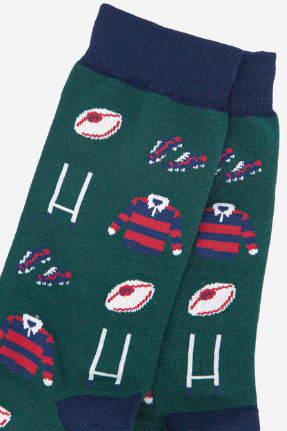 Men's Rugby Goal Kit Bamboo Socks in Green