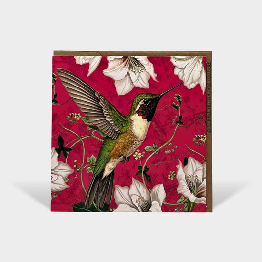 Floral Botanical Open Card Birthday Pink Hummingbird