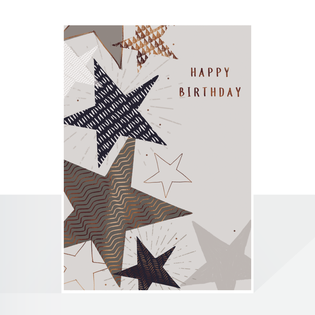 Copper foil stars male birthday card