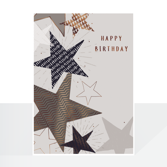Copper foil stars male birthday card