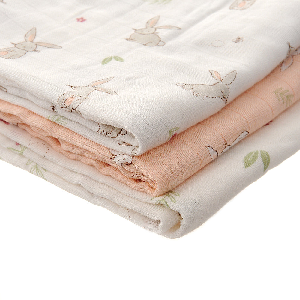 Muslin set of 3 - bunnies