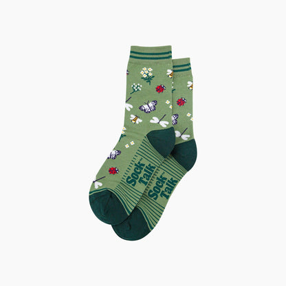 Garden Ladybird & Butterfly Bamboo Socks in Green