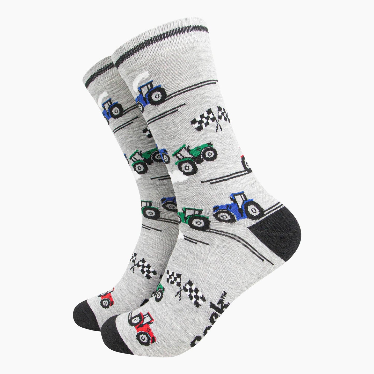 Men's Bamboo Socks - Grey, Tractor Racing