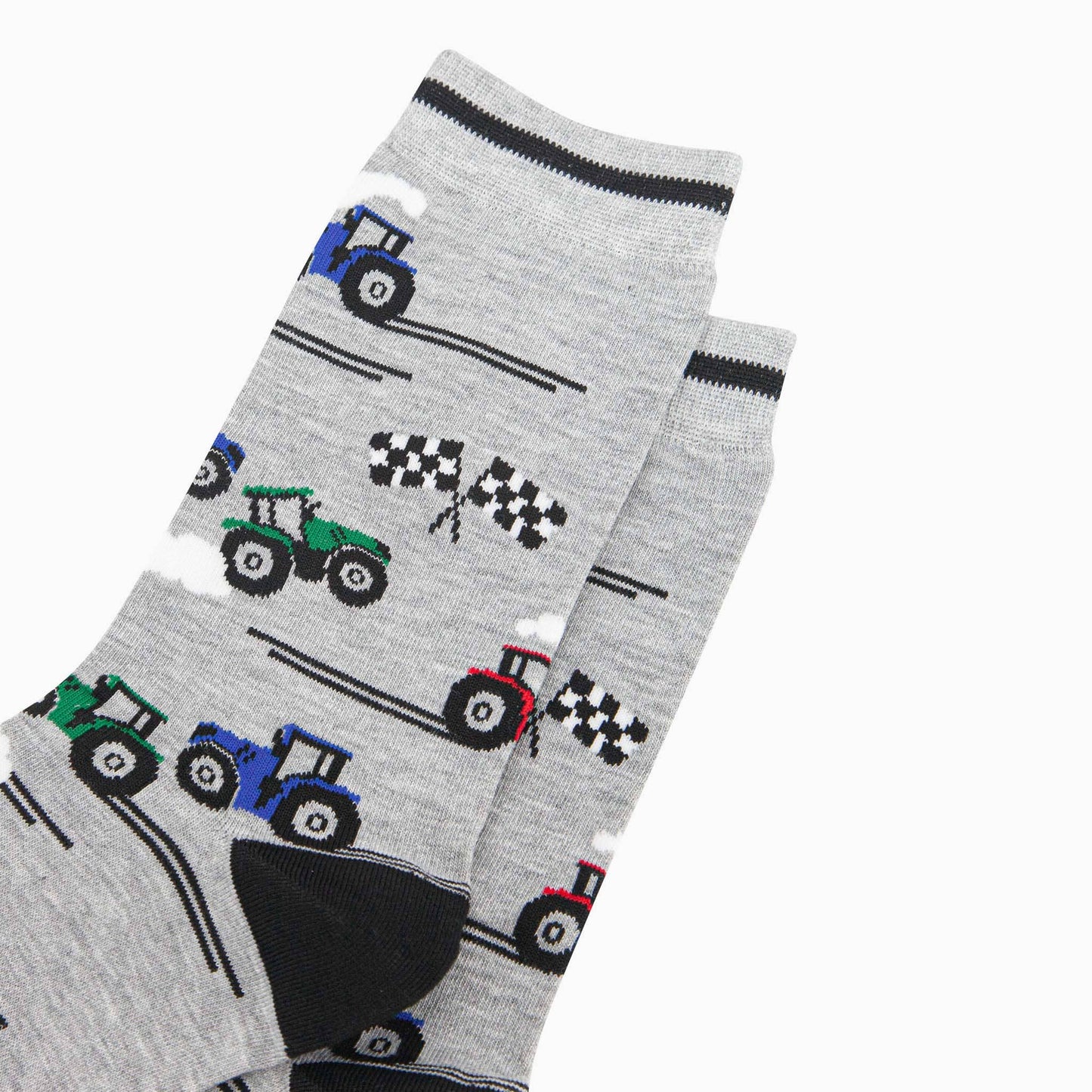 Men's Bamboo Socks - Grey, Tractor Racing