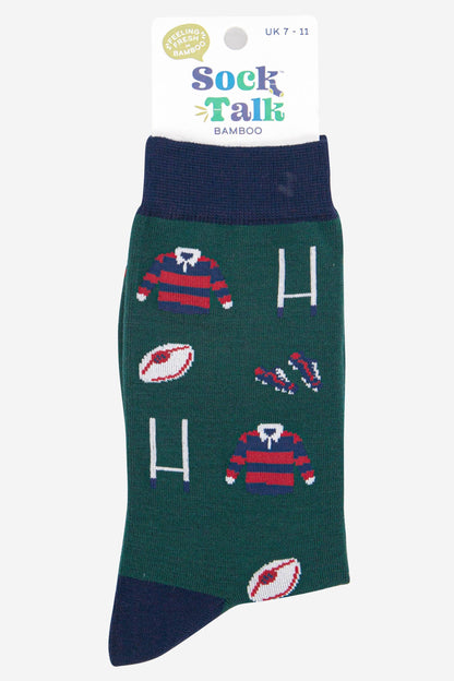 Men's Rugby Goal Kit Bamboo Socks in Green