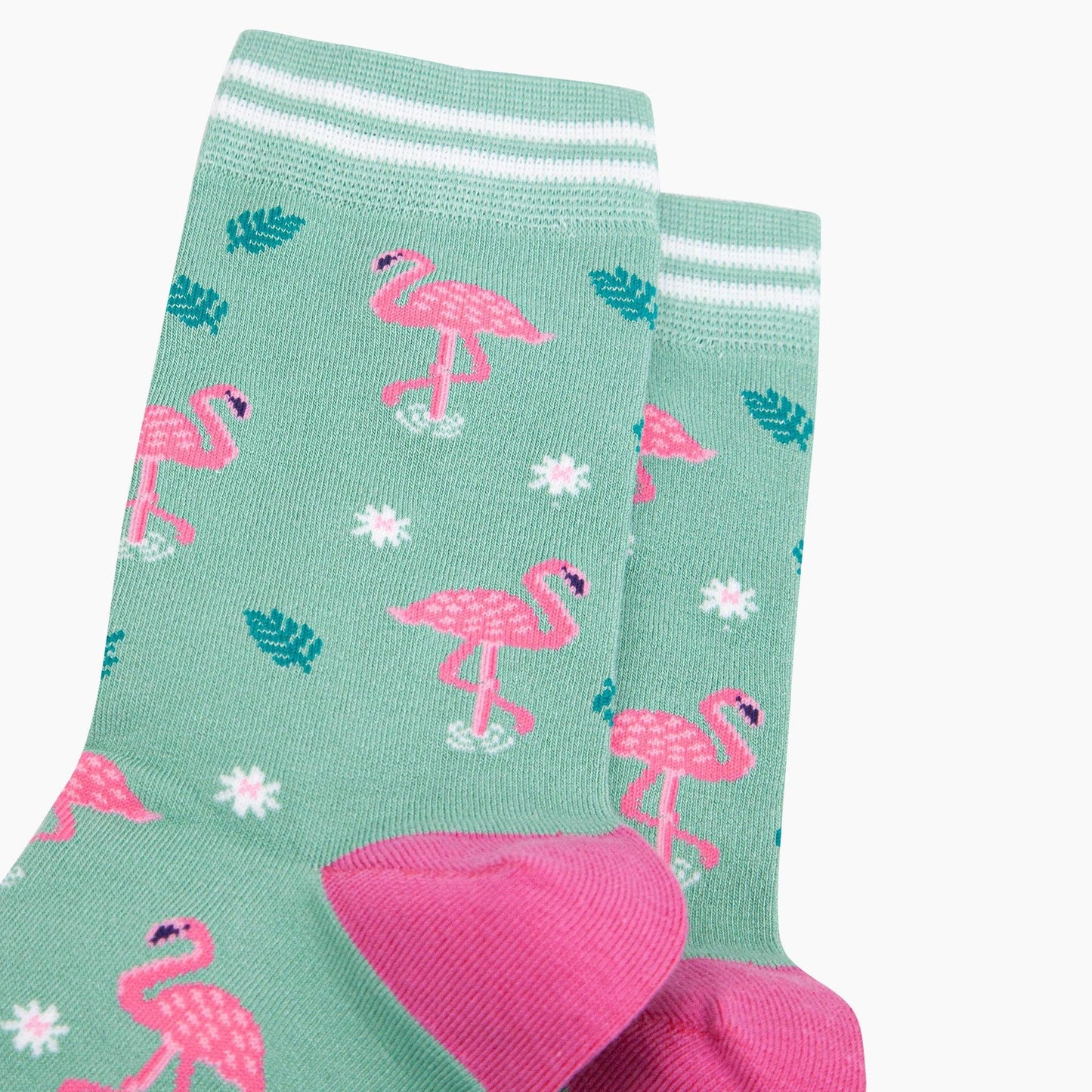 Standing Flamingos Bamboo Socks in Green