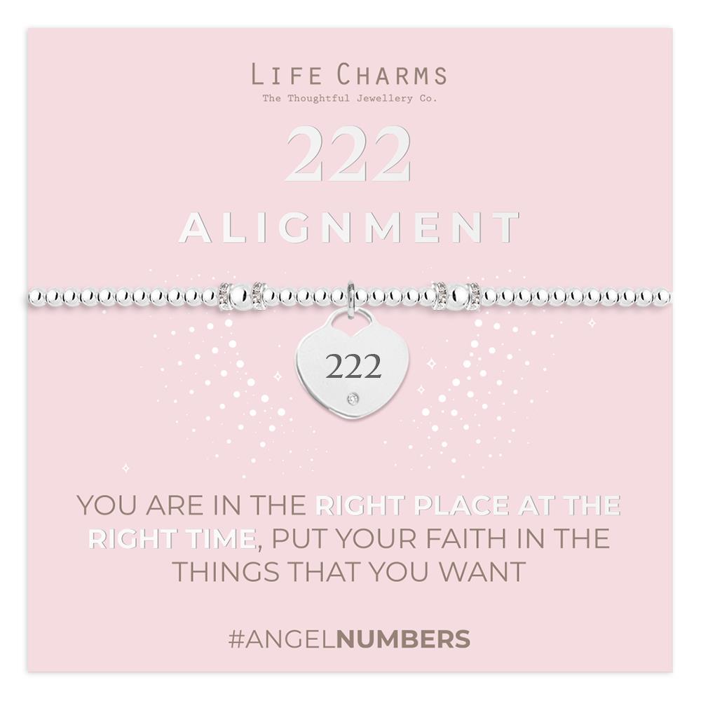 222 Alignment stretch bracelet, 925 silver plated - Life Charms - Angel numbers