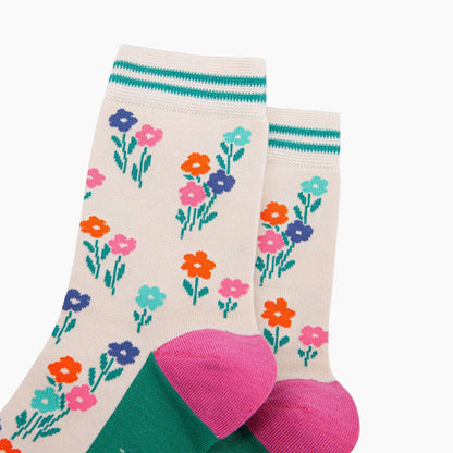 Wildflowers Bamboo Socks in Cream