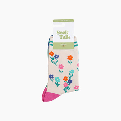 Wildflowers Bamboo Socks in Cream