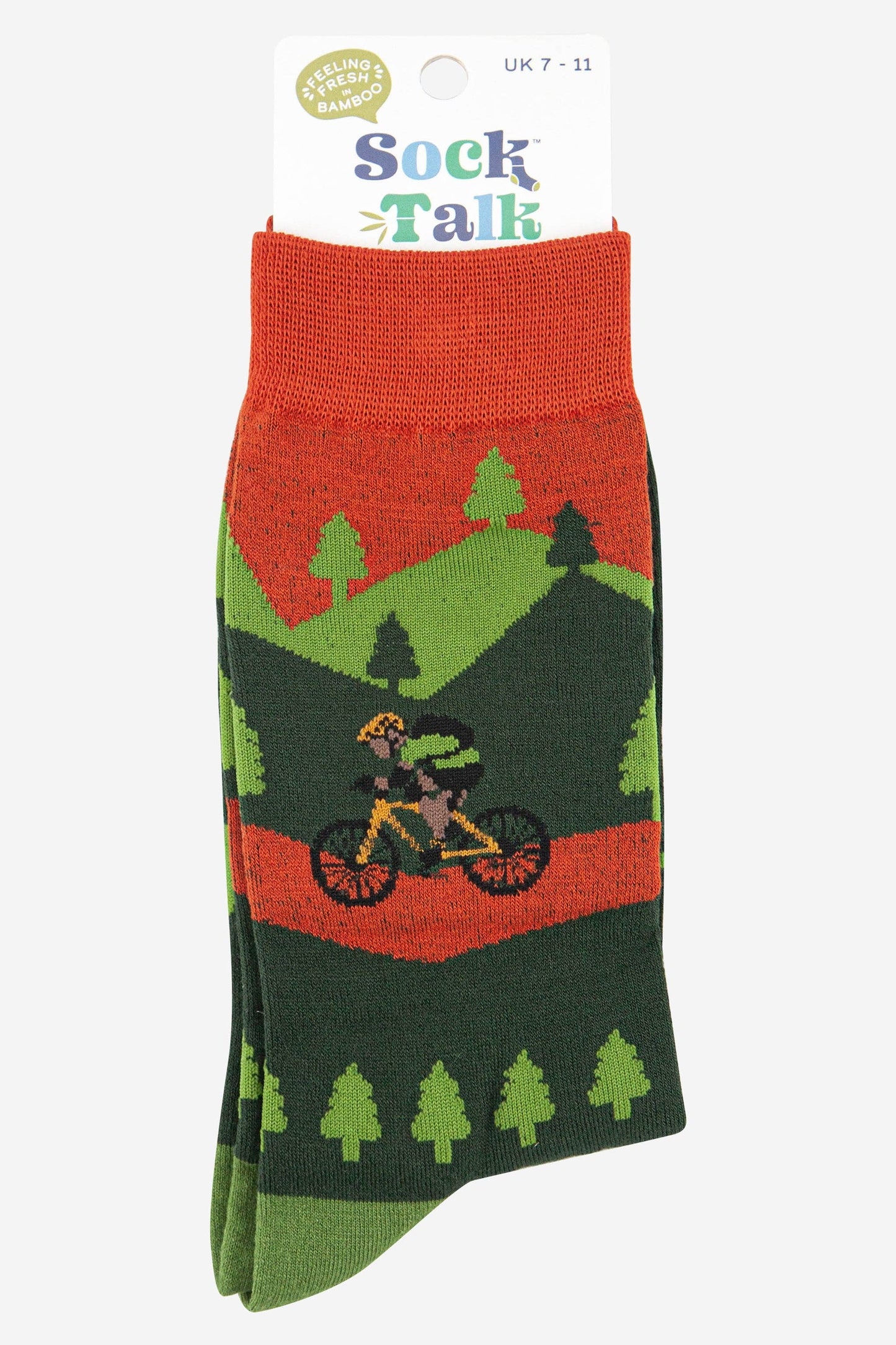 Men's Mountain Bike Forest Scene Cycling Bamboo Socks