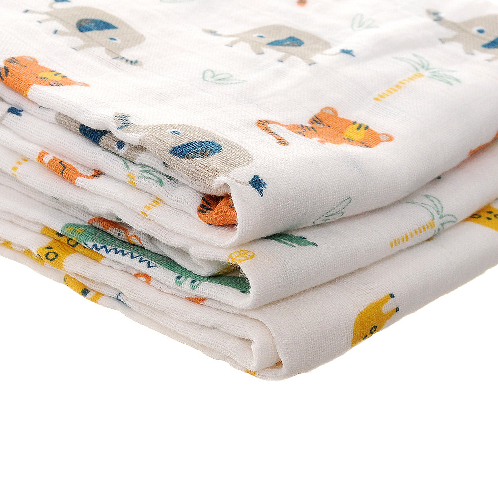 Muslin set of 3 - jungle animals