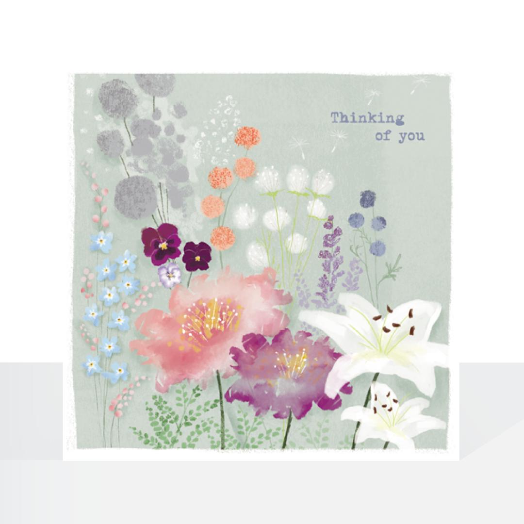 Thinking of you watercolour flowers card