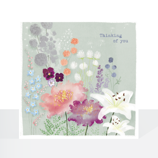 Thinking of you watercolour flowers card