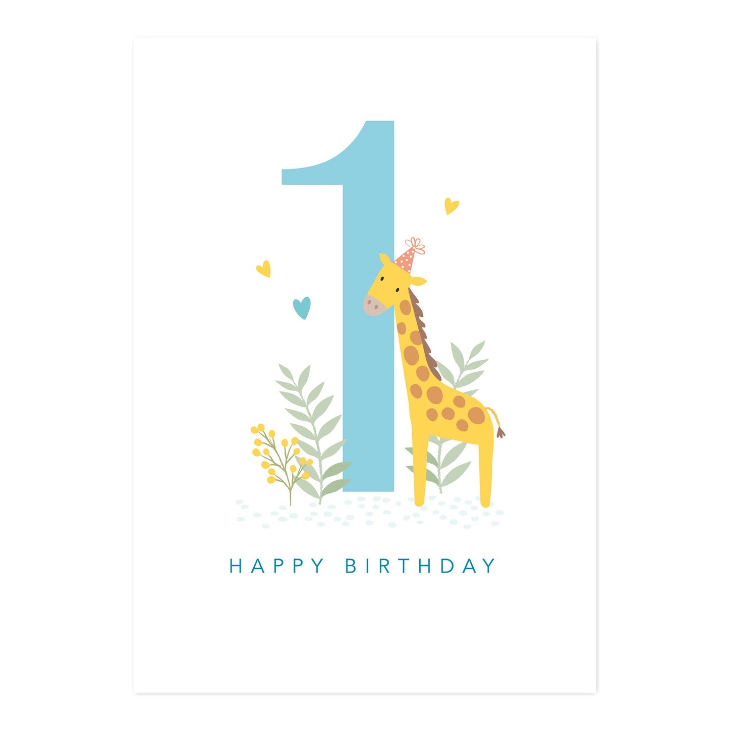Happy Birthday Card | Age 1 Giraffe Card | Baby Boy