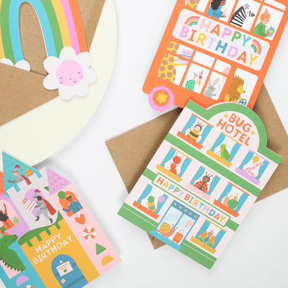 Playful Bug Hotel Birthday Card for Kids with Cute Critters