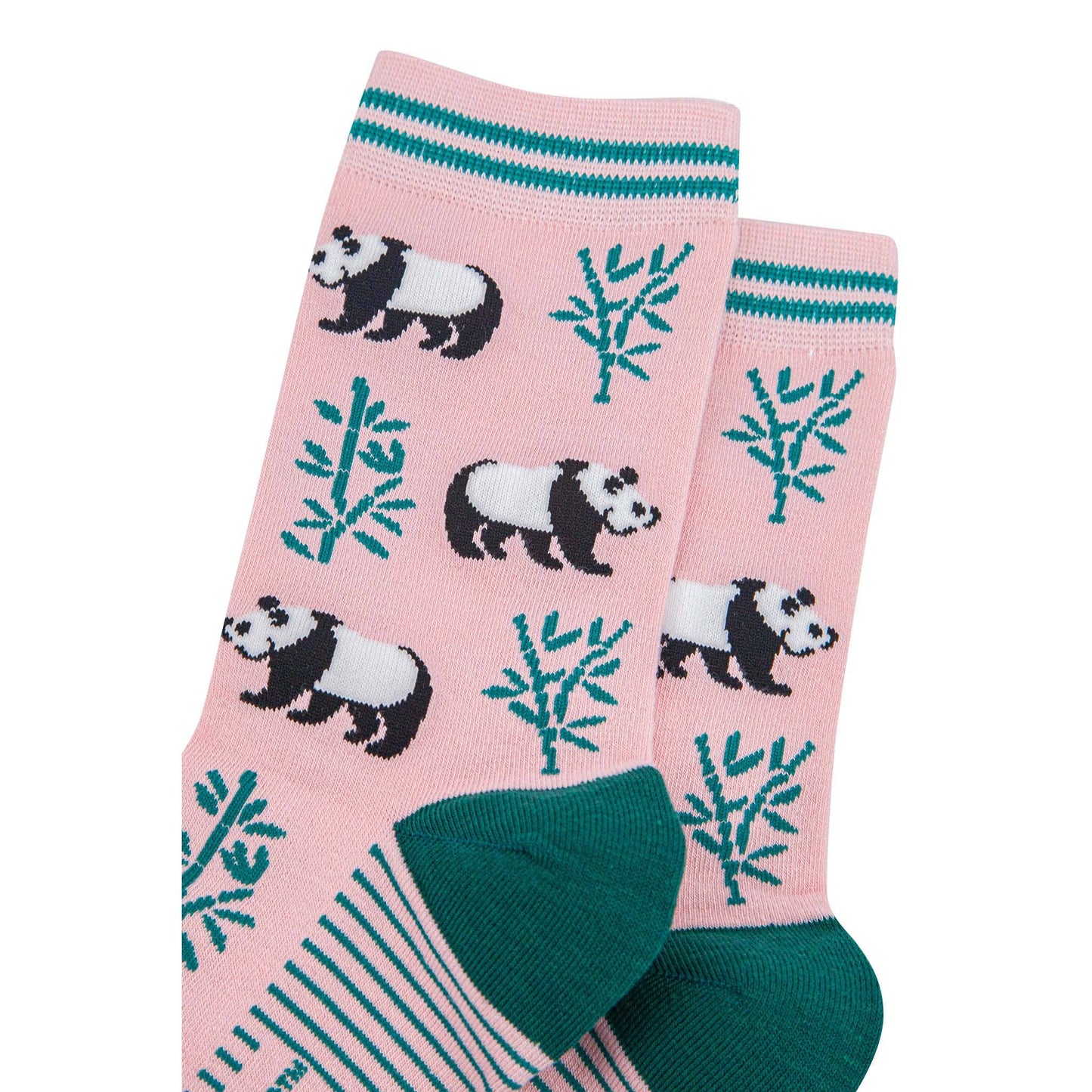 Women's Bamboo Socks - Light Pink/Green, Panda