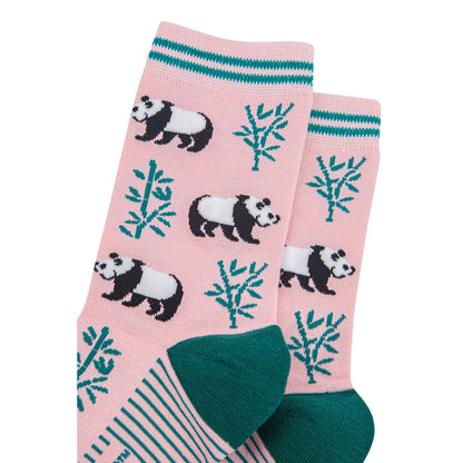Women's Bamboo Socks - Light Pink/Green, Panda