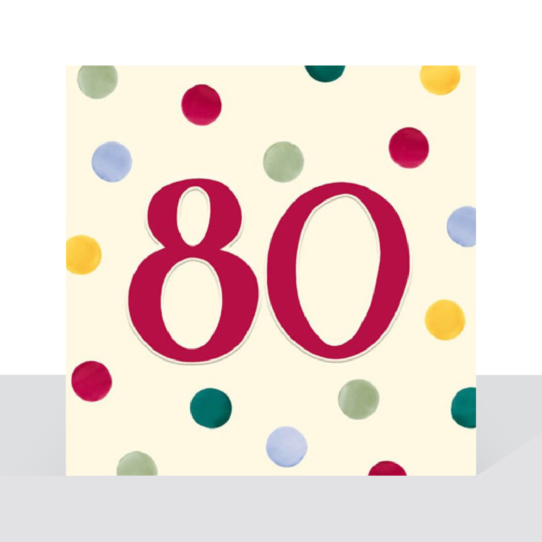 80th birthday, Emma Bridgewater polka dot - card