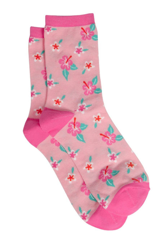 Womens Bamboo Socks Pink Floral Ankle Socks Bauhinia Flowers