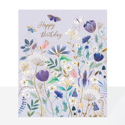 Happy birthday, lilac blooms - card
