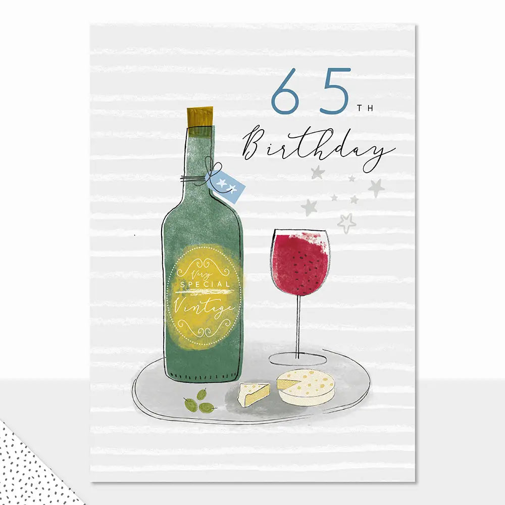 65th wine + cheese birthday card