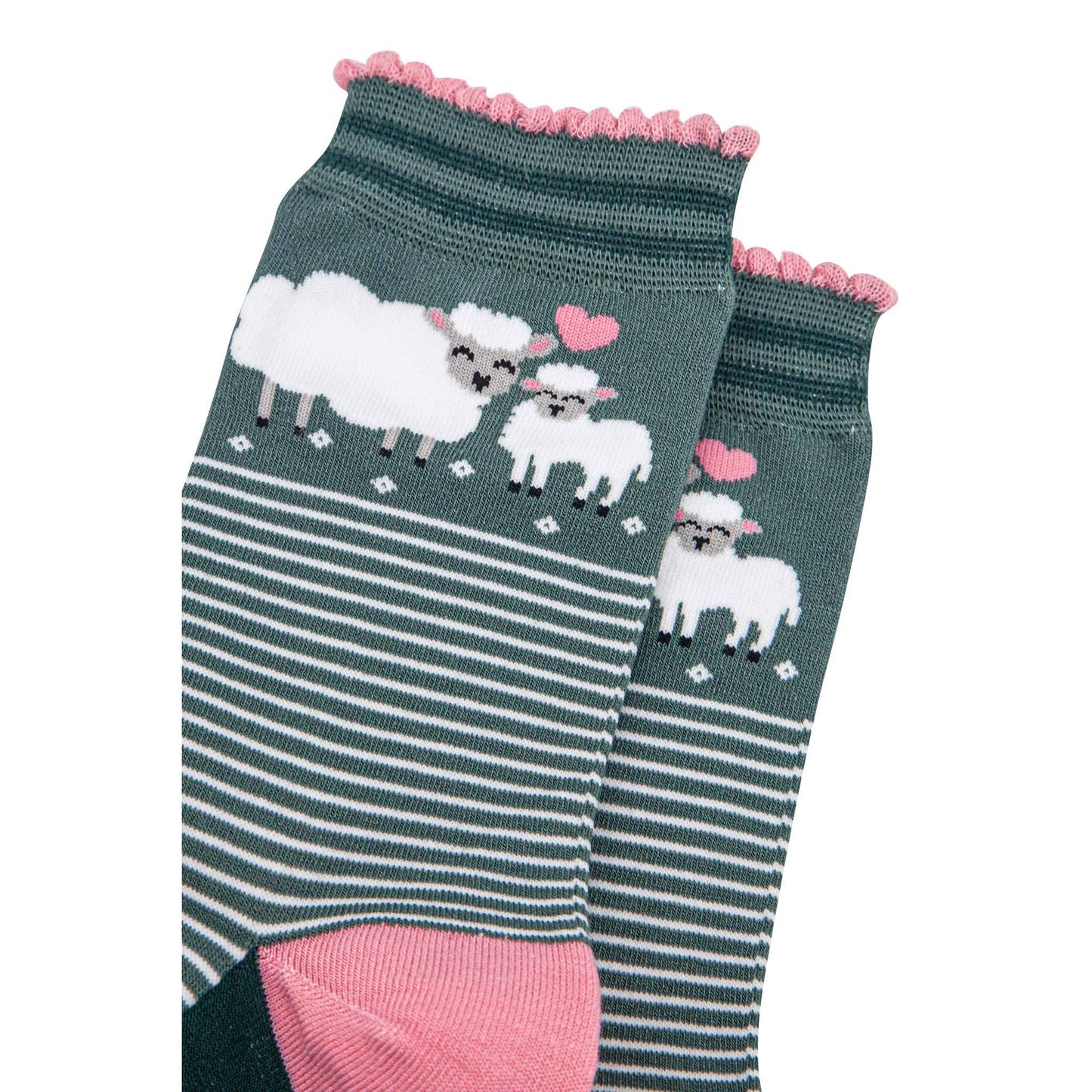 Women's Bamboo Socks - Green/Pink, Lambs