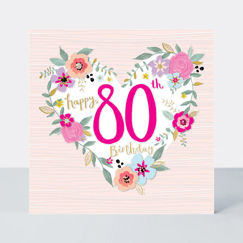 80th female birthday card - Peony