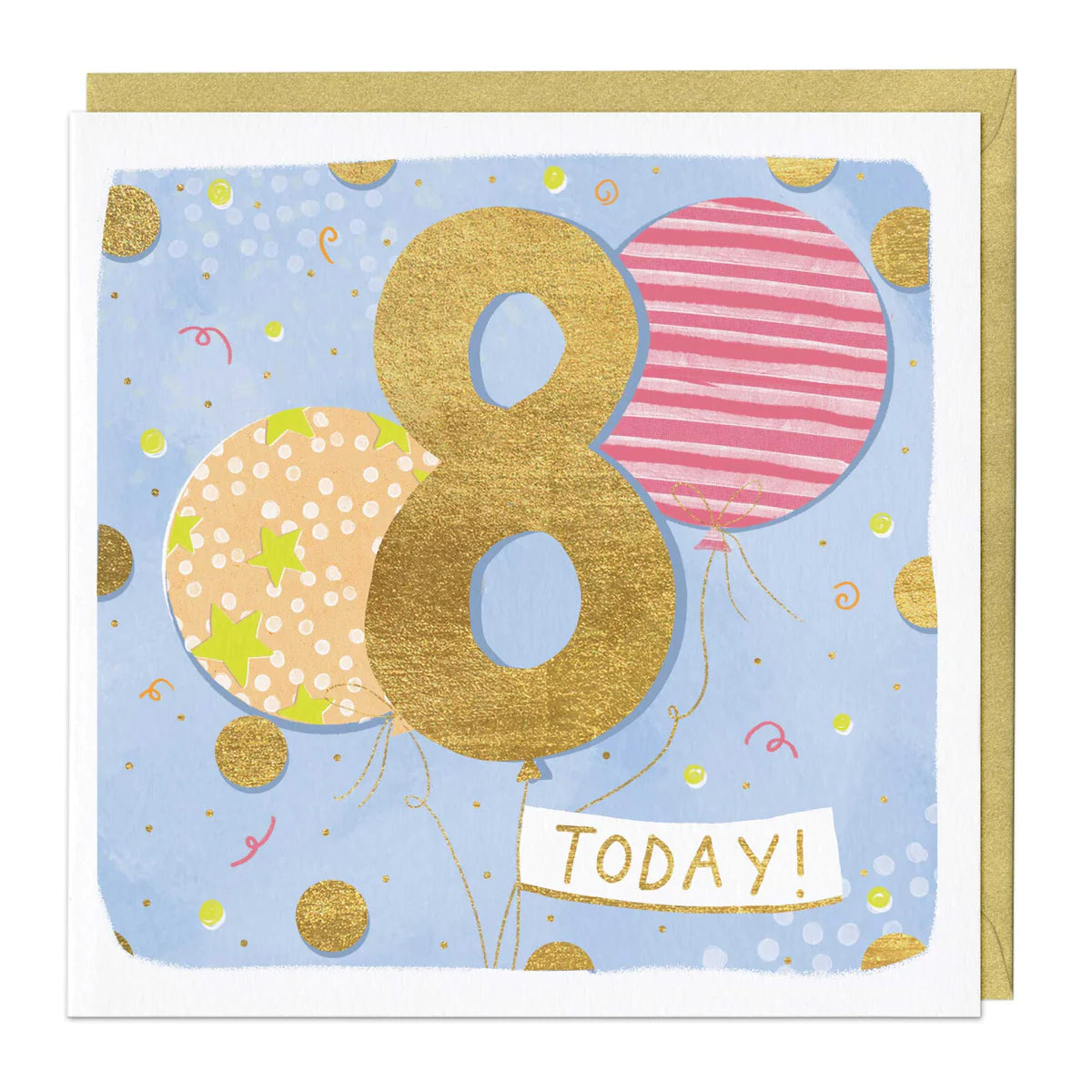 8 today girls balloons - card