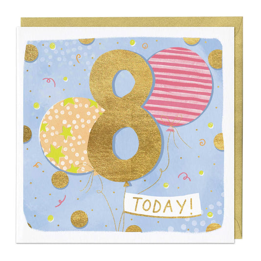 8 today girls balloons - card