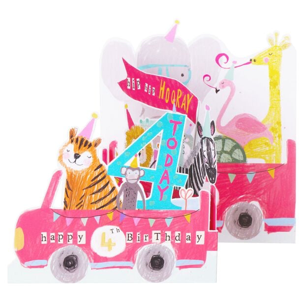 4th birthday zig zag pop out - card