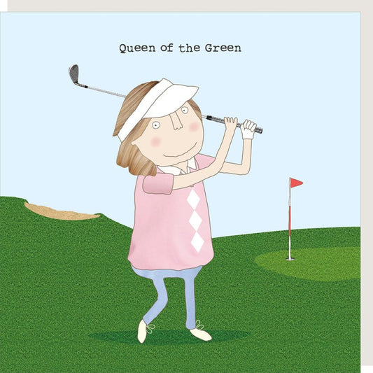 Queen of the green, golf - birthday card