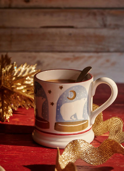 Christmas Polar Bear Snow Globe half pint mug - Emma Bridgewater