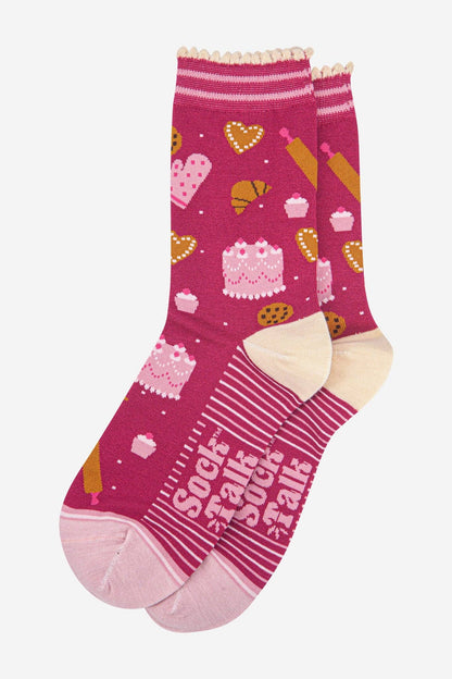 Women's Bamboo Socks - Raspberry/Light Pink, Baking