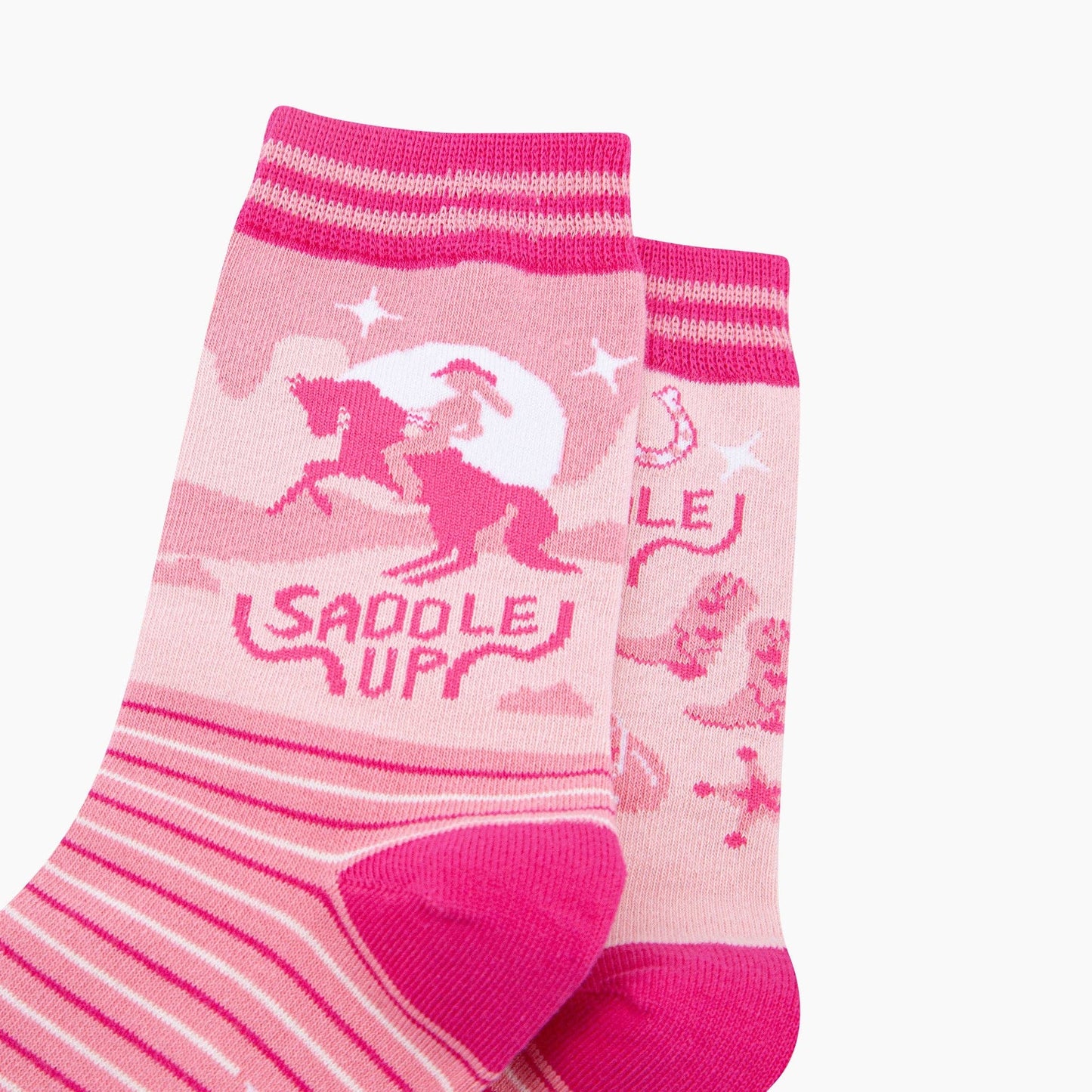 Saddle Up Horse Combed Cotton Odd Socks in Pink