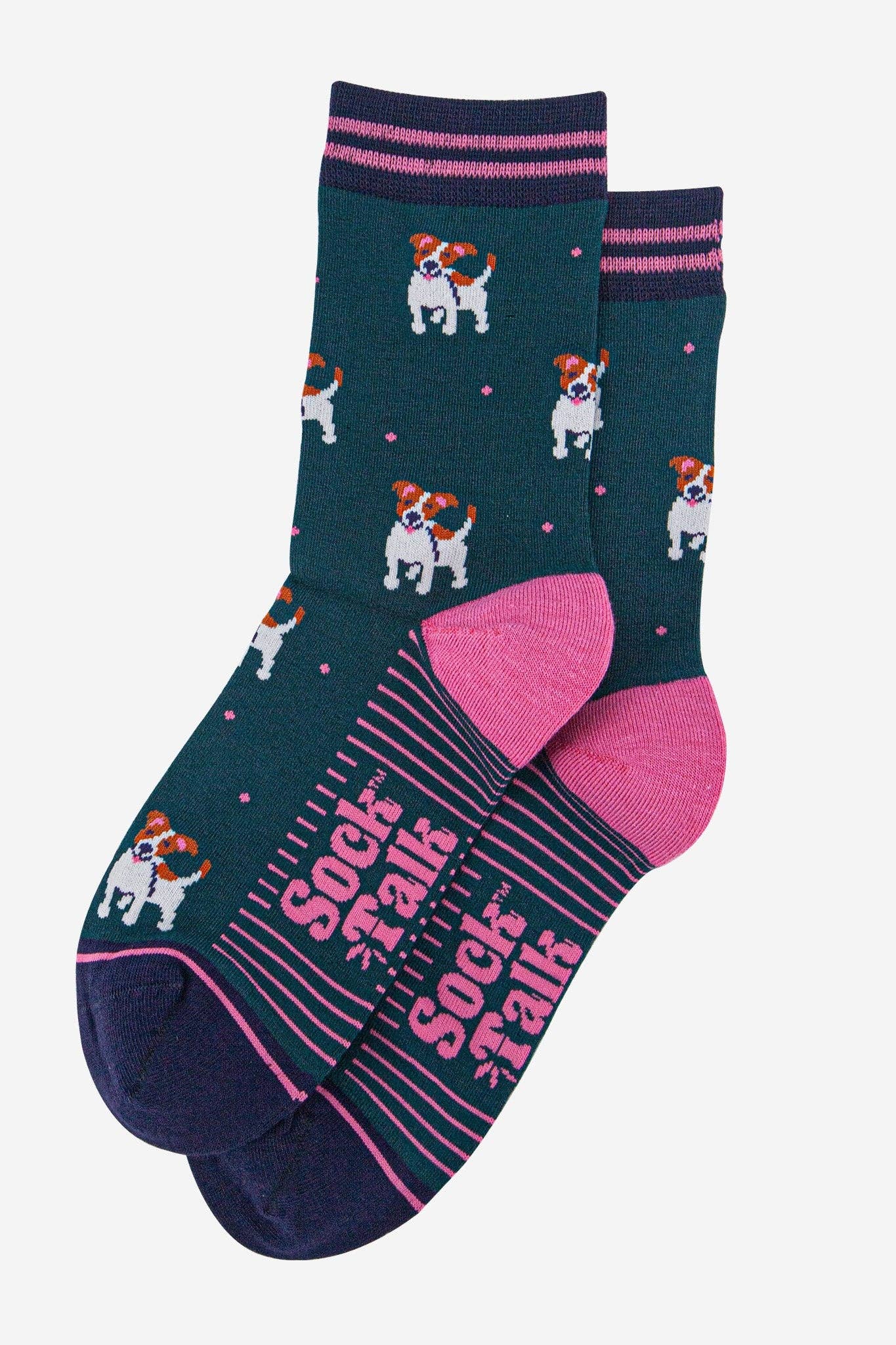 Women's Bamboo Socks - Forest Green/Navy, Jack Russell