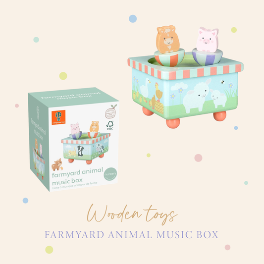 Farm animal music box wooden baby gift - Orange Tree Toys