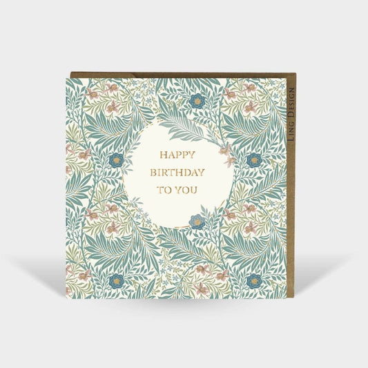 Larkspur William Morris Birthday Card Square Friend