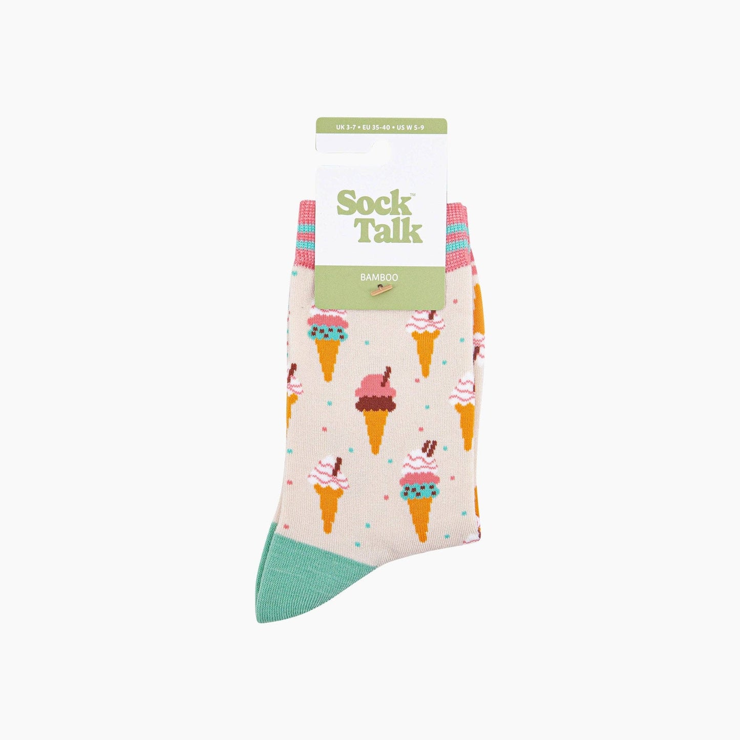 Ice Cream Cone Bamboo Socks in Cream