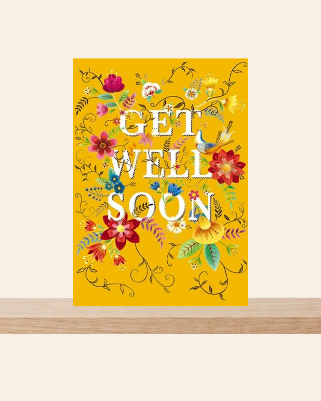 Get well soon card yellow florals