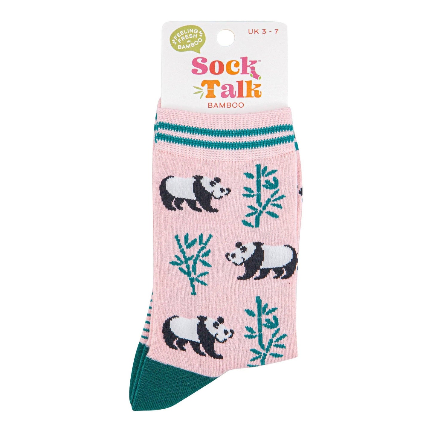 Women's Bamboo Socks - Light Pink/Green, Panda
