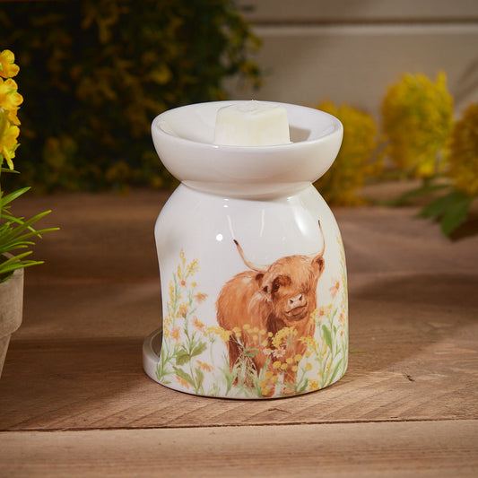 Highland cow floral oil/wax burner