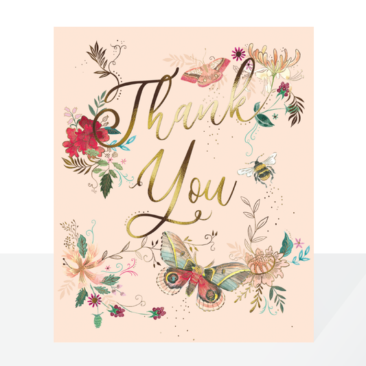 Thank You - flowers & butterflies card