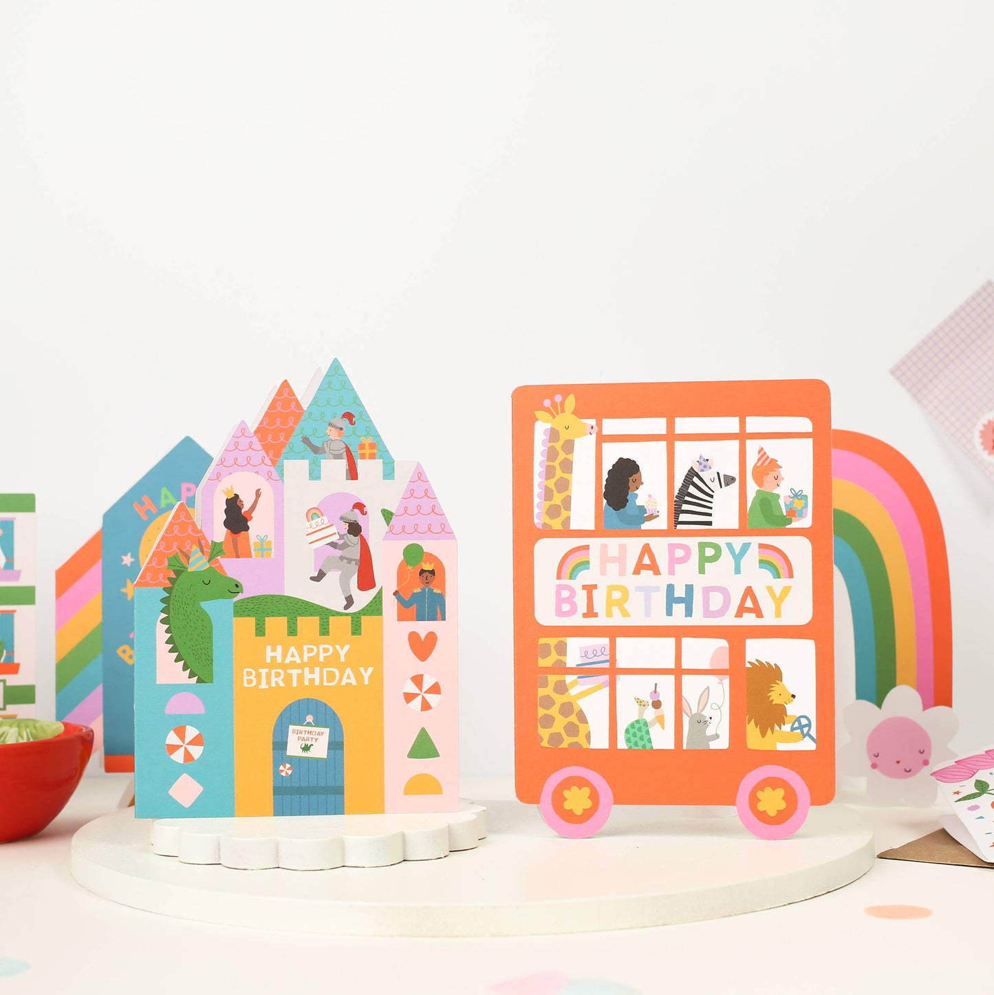 Playful Double Decker Bus Birthday Card for Children