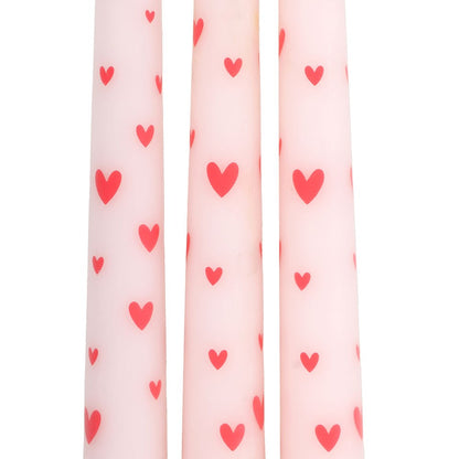 Set of 3 Love Heart Taper candles ❤️