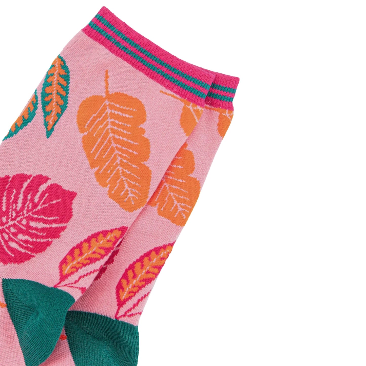 Ladies bamboo socks - Tropical leaves