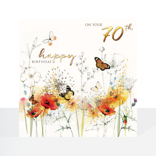 70th birthday butterflies - card