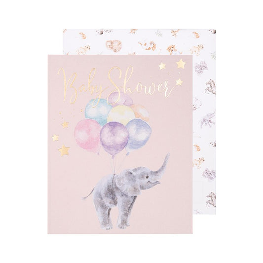 Babyshower - elephant & balloons card