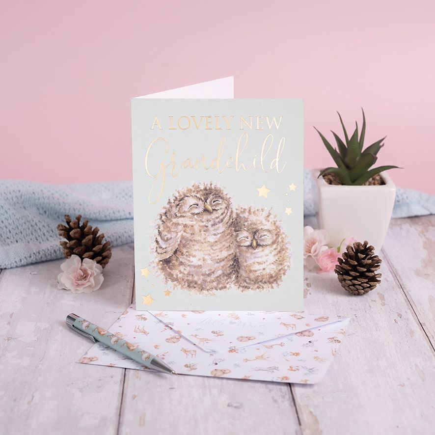 A lovely new Grandchild - owls card